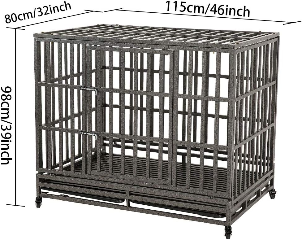 38 Heavy Duty Steel Dog Crate with Two Lock and Four Wheels V680065