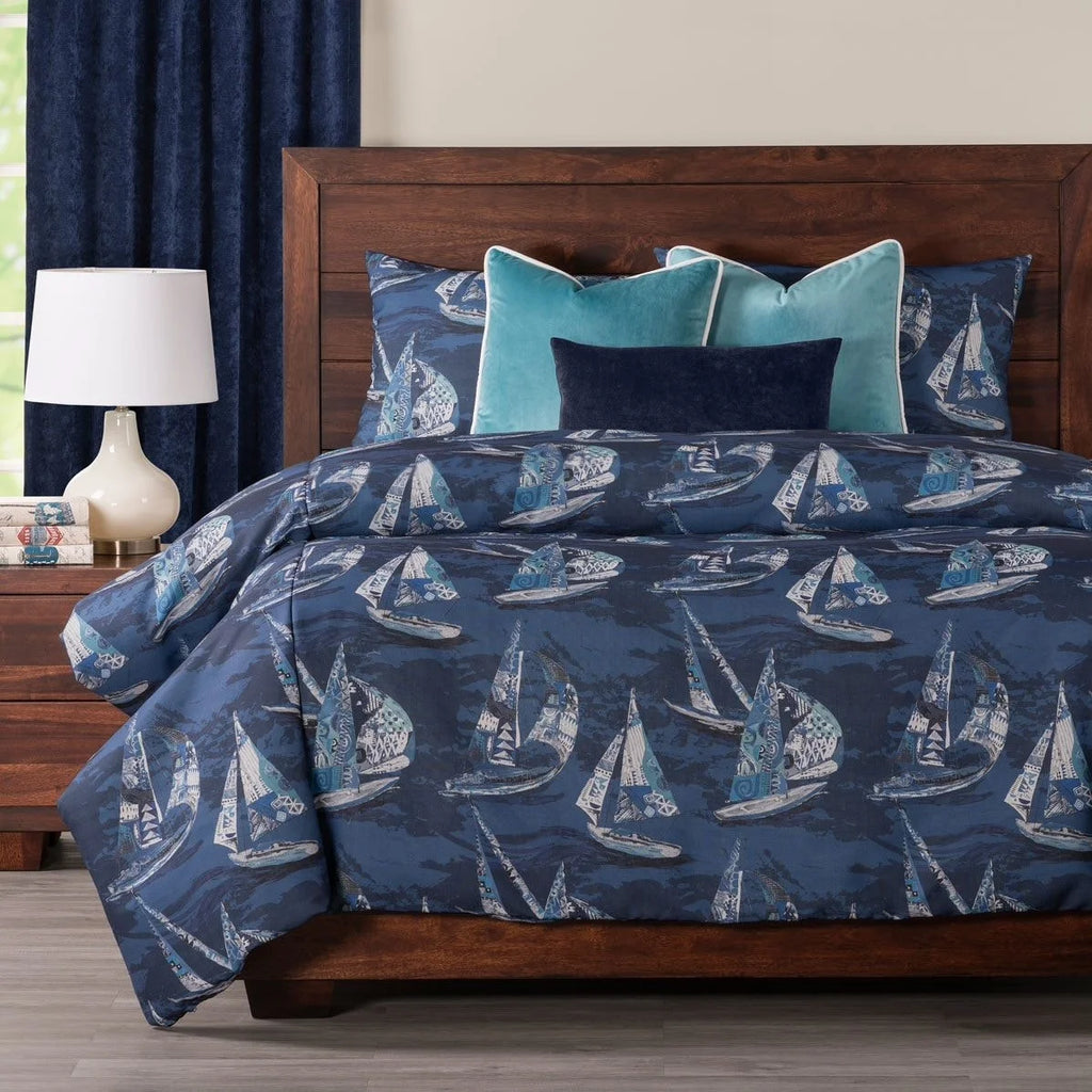 Sailboat Nautical Print Duvet Set California King 3 Piece Q847
