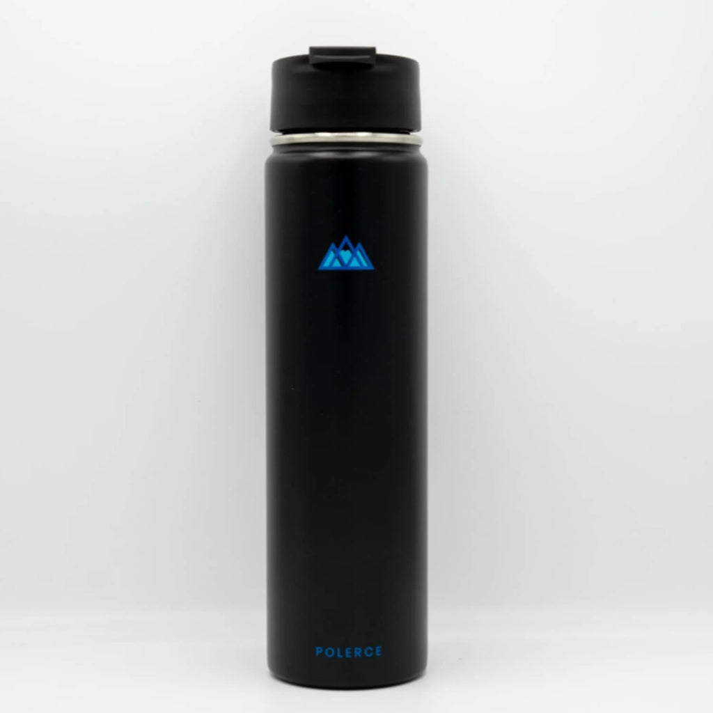 24 Oz Black Stainless Steel Vacuum Insulated Bottle with 3 Lids X820583