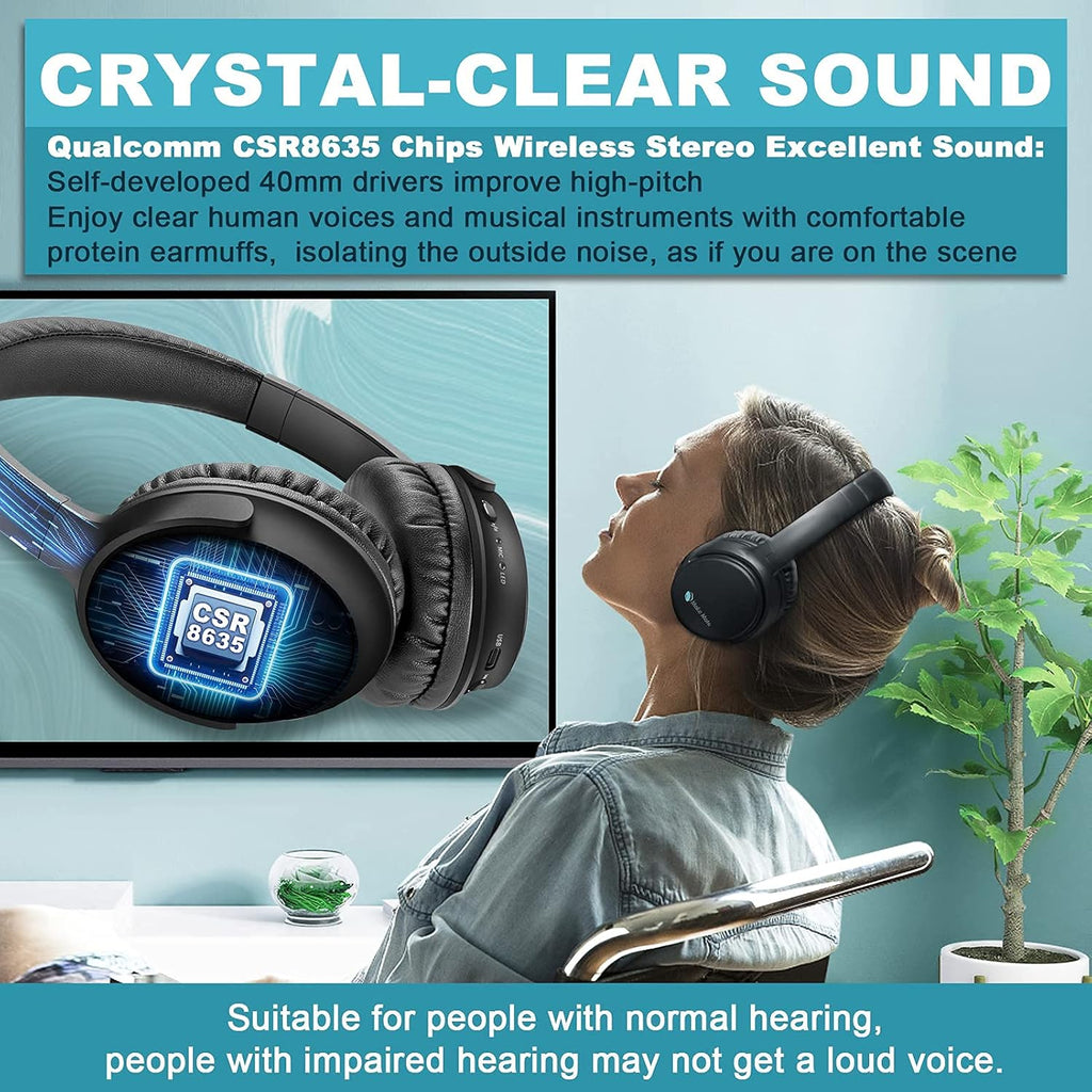 Wireless Headphones with Optical Bluetooth Transmitter, up to 165ft Range, Black Y68786