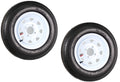 Two Trailer Tires On Rims 5.30-12 4 Lug White Spoke I446