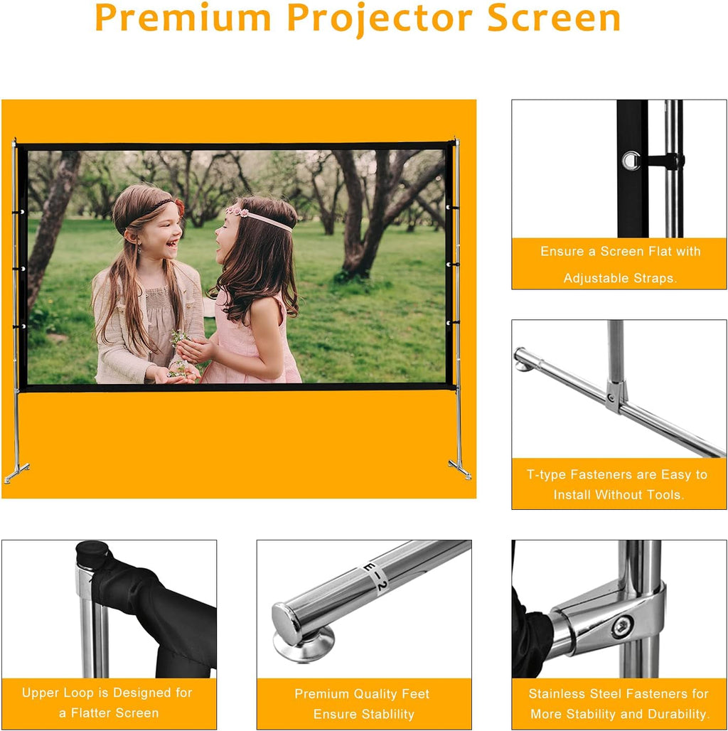 115 inch Portable Projection Screen with Stand, 16:9 4K HD, with Carry Bag F358464