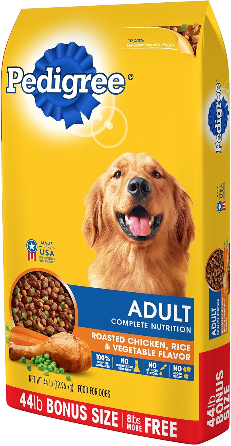 Pedigree Adult Roasted Chicken, Rice & Vegetable Flavor Dry Dog Food 44 Pounds G9983