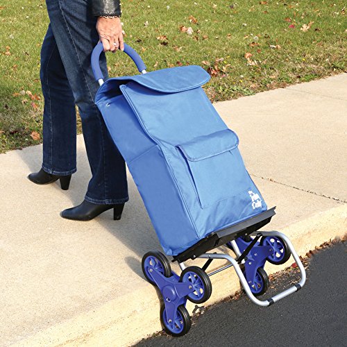 Blue Folding Grocery Cart with 3 Wheels O6393