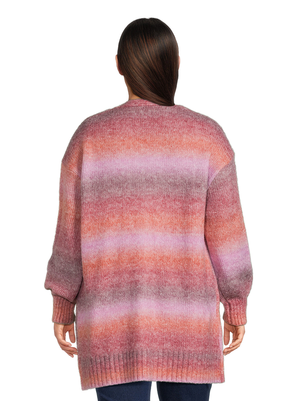 Women's Plus Size Drop Shoulder Open Cardigan with Balloon Sleeves V9934