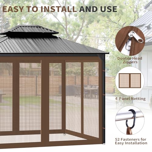 10' x 10' 4-Panel Sidewall Mosquito Netting with Zippers (Black) Z539