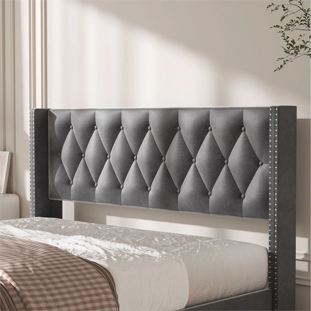 Velvet King Size Platform Bed O49342