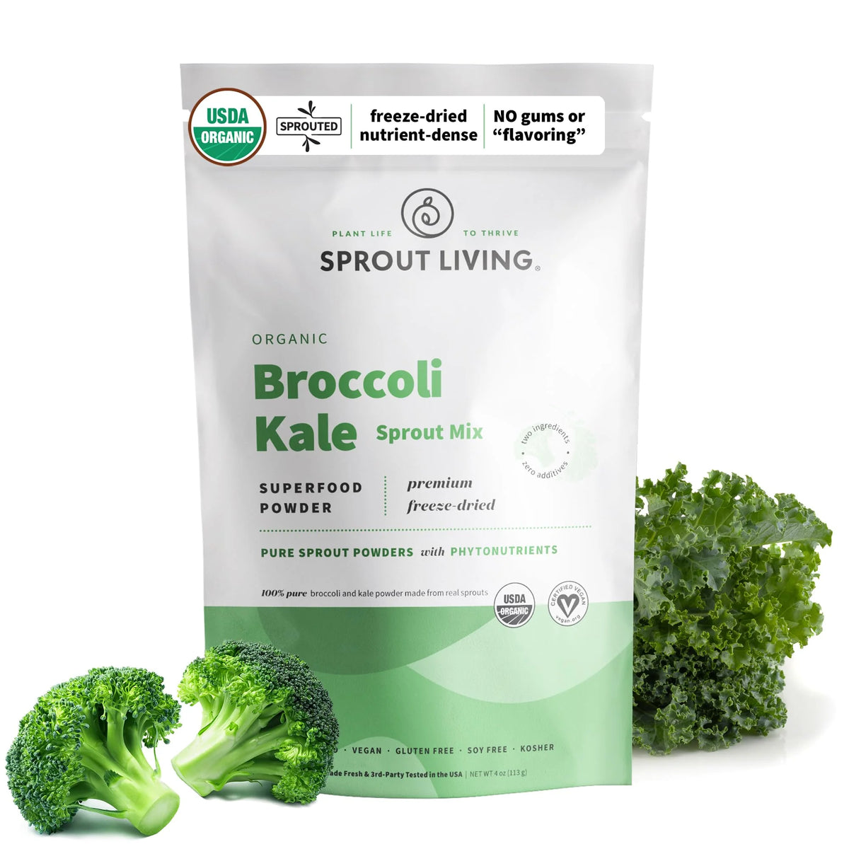Organic Broccoli and Kale Sprout Mix Greens Powder 4 ounces Q176