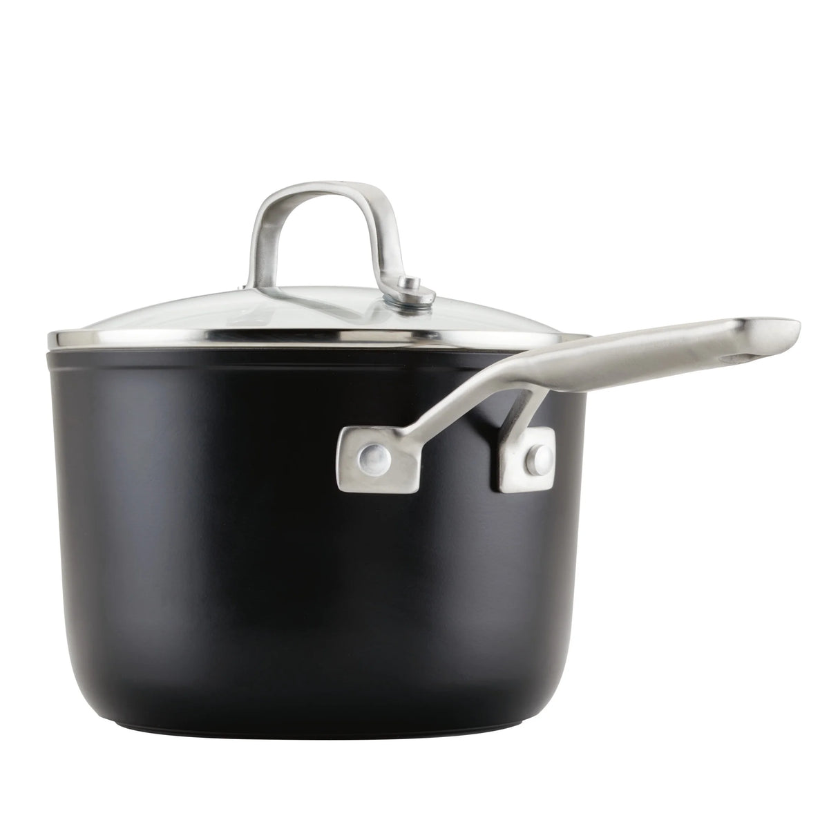 Hard Anodized Ceramic Nonstick Sauce Pan with Lid, 3qt, Matte Black B17032