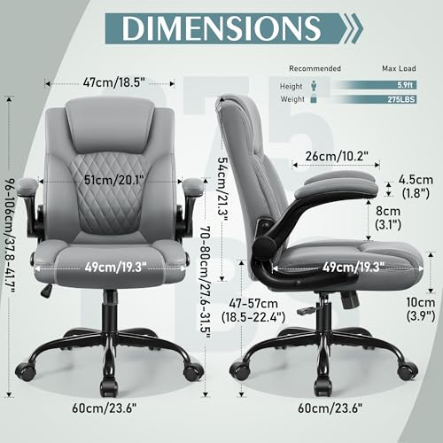 Black Leather Office Chair with Wheels H8270
