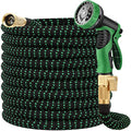 50 ft Expandable Garden Hose with 3/4" Solid Brass Fittings and 10 Pattern Spray Nozzle F726