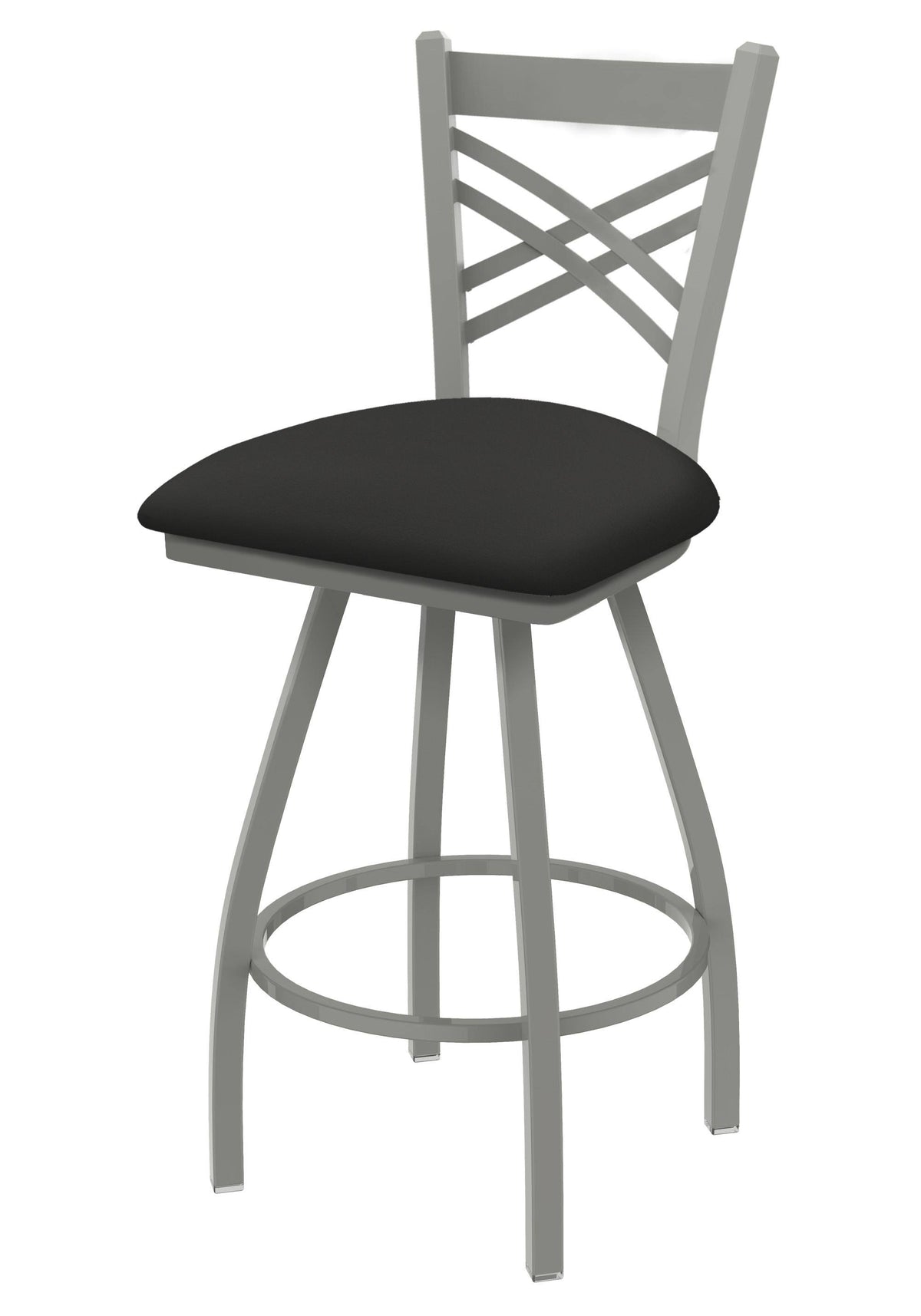 Swivel Counter Stool with Anodized Nickel Finish and Iron Seat Y539196