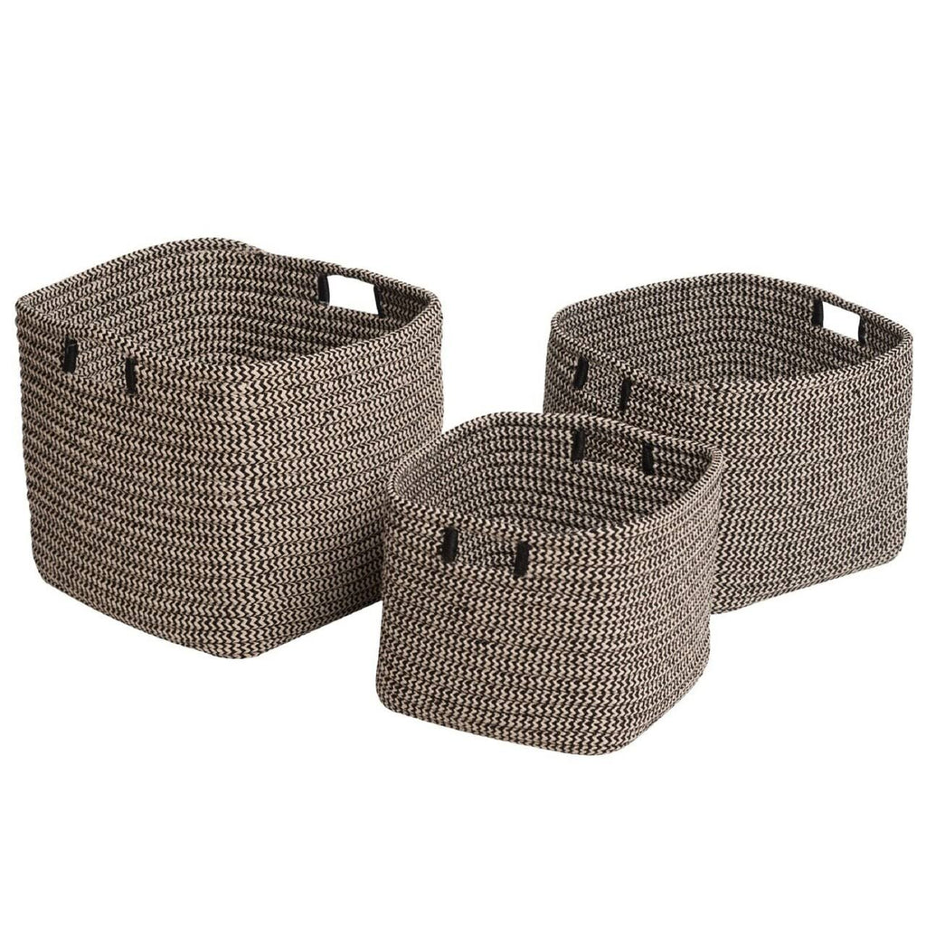 Black and White Industrial Rectangular Storage Basket C9630