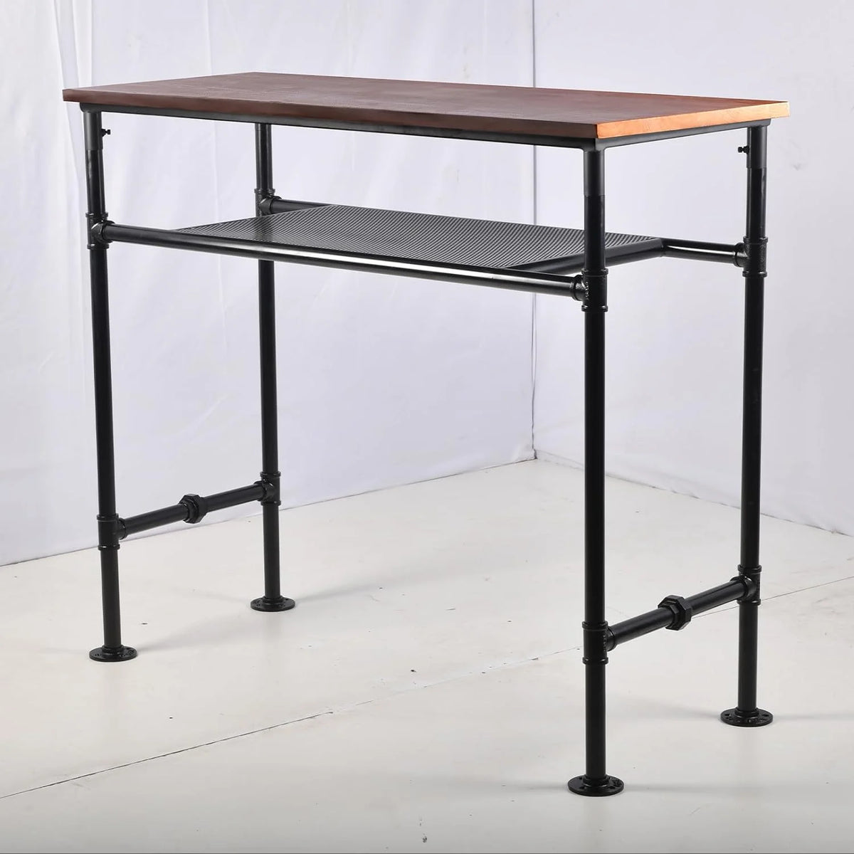 41.3" Height Solid Pine Wood Top Rectangular Pub Bar Table with Extra Shelf O1006