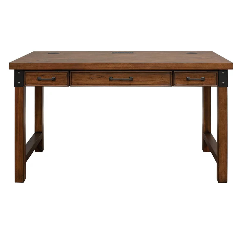 Rustic Wood Writing Desk with Power Center Brown G32425