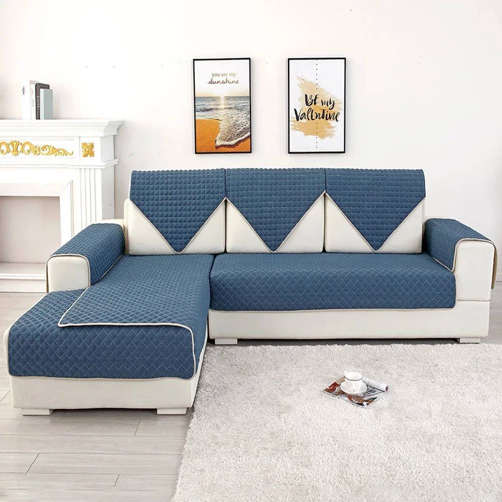 Grey L-Shaped Sectional Couch Cover Furniture Protector N203