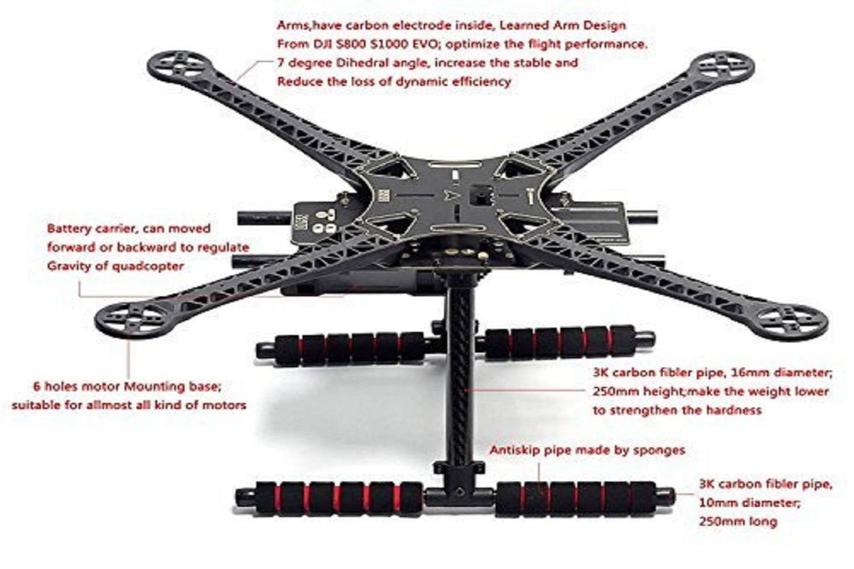 Quadcopter Fuselage Frame Kit with Carbon Fiber Landing Gear M472369
