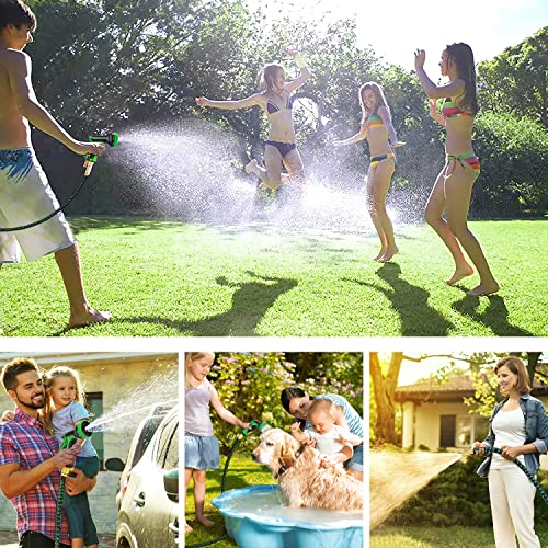 50 ft Expandable Garden Hose with 3/4" Solid Brass Fittings and 10 Pattern Spray Nozzle F726