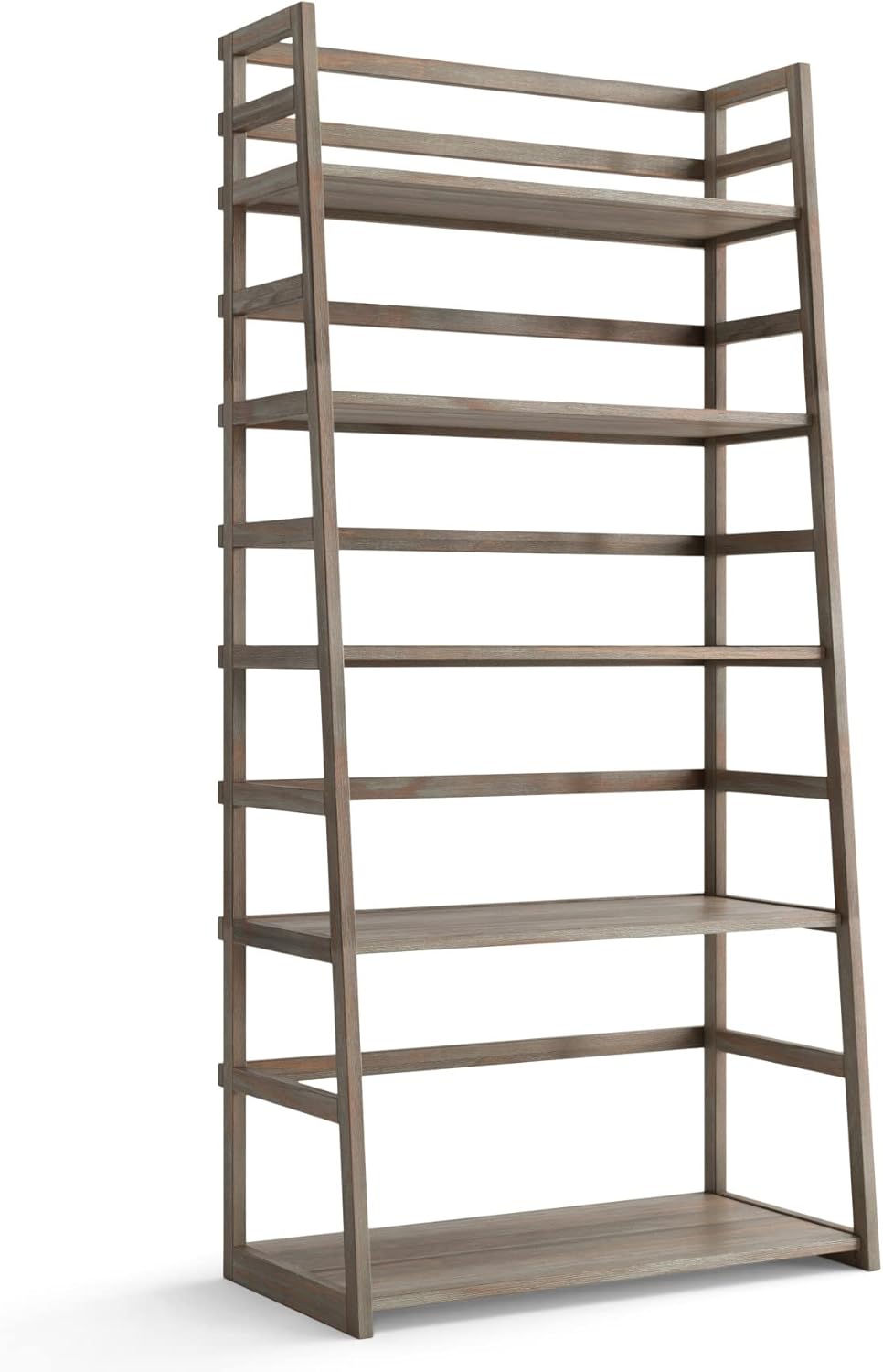 Black 5 Shelf Solid Wood Ladder Bookcase S213