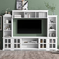 Black TV Console Table with Bookshelves and Tempered Glass Door K826