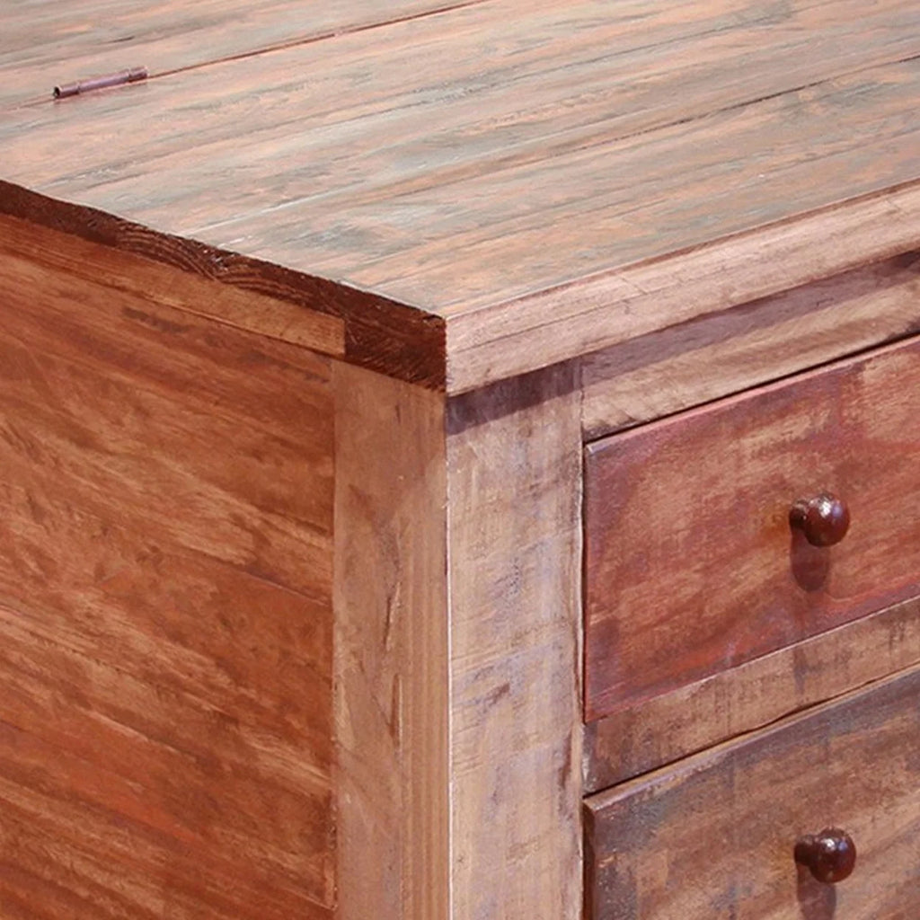 50 Inch 8 Drawer Lift Top Pine Wood Coffee Table D9405