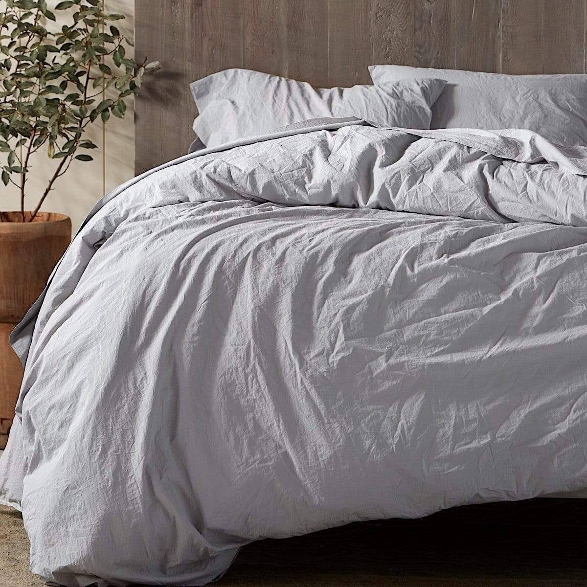 Organic Crinkled Percale Duvet Cover King Pewter K234562