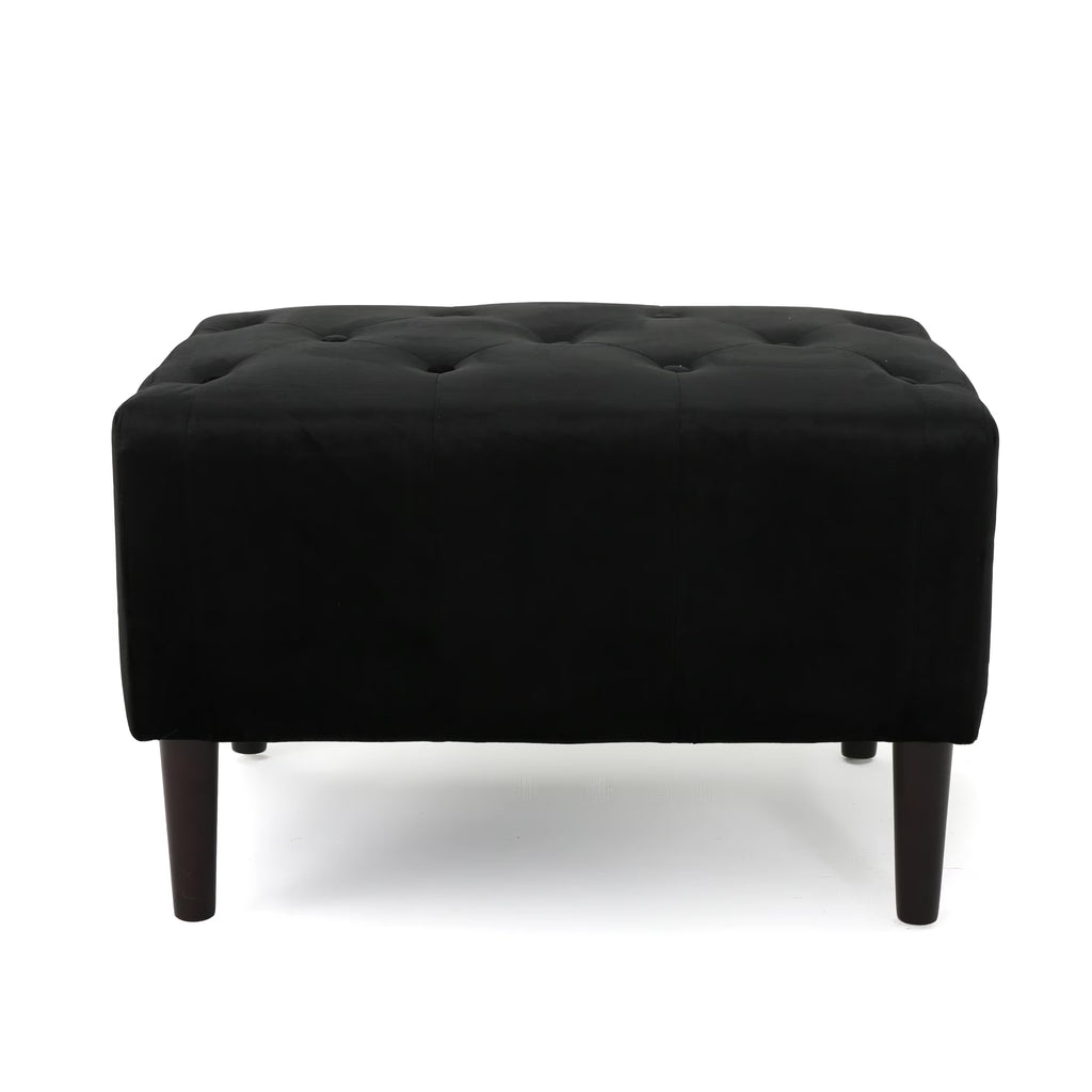 Black and Dark Brown Velvet Ottoman W8165