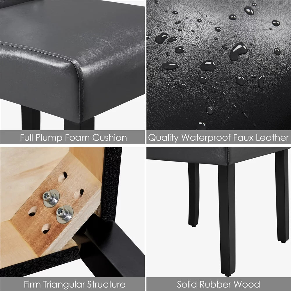 Faux Leather Dining Chairs with Wood Legs Set of 6 Gray F714796