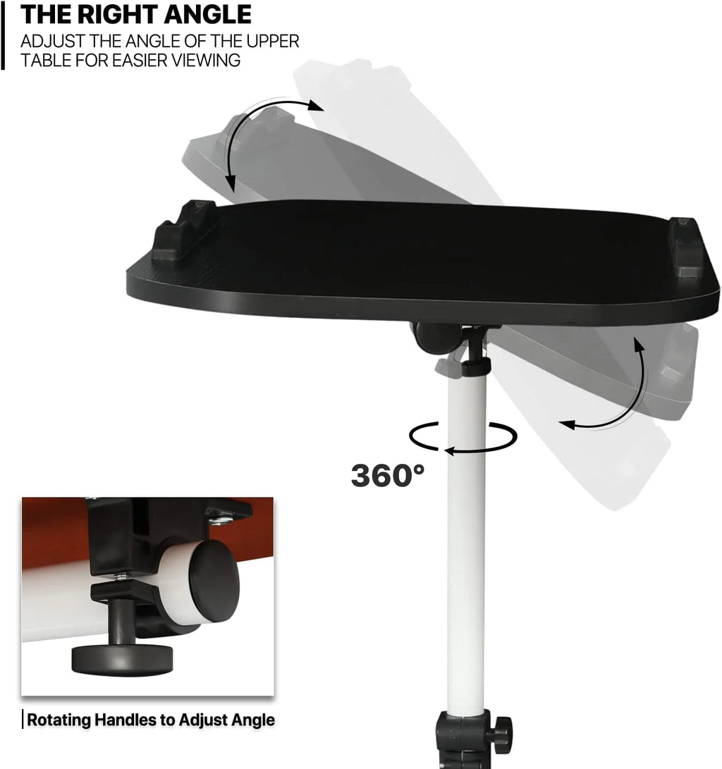 Black Adjustable Height Mobile Laptop Desk with Wheels J4801