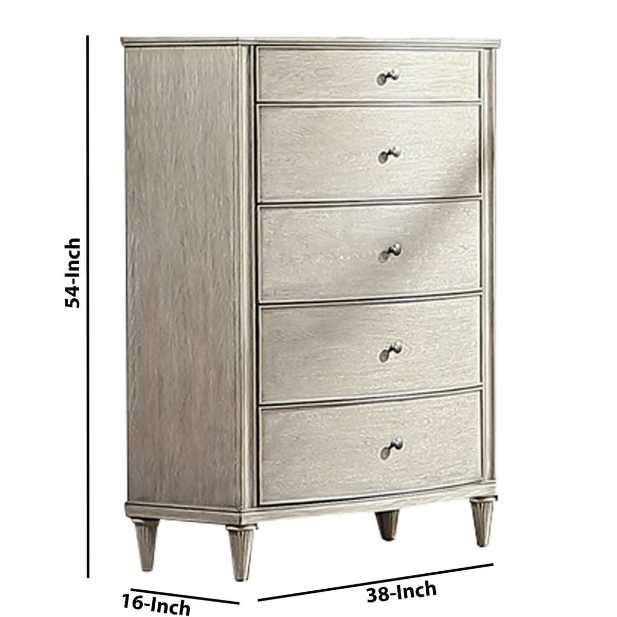 Light Gray Wooden 5 Drawer Chest L750