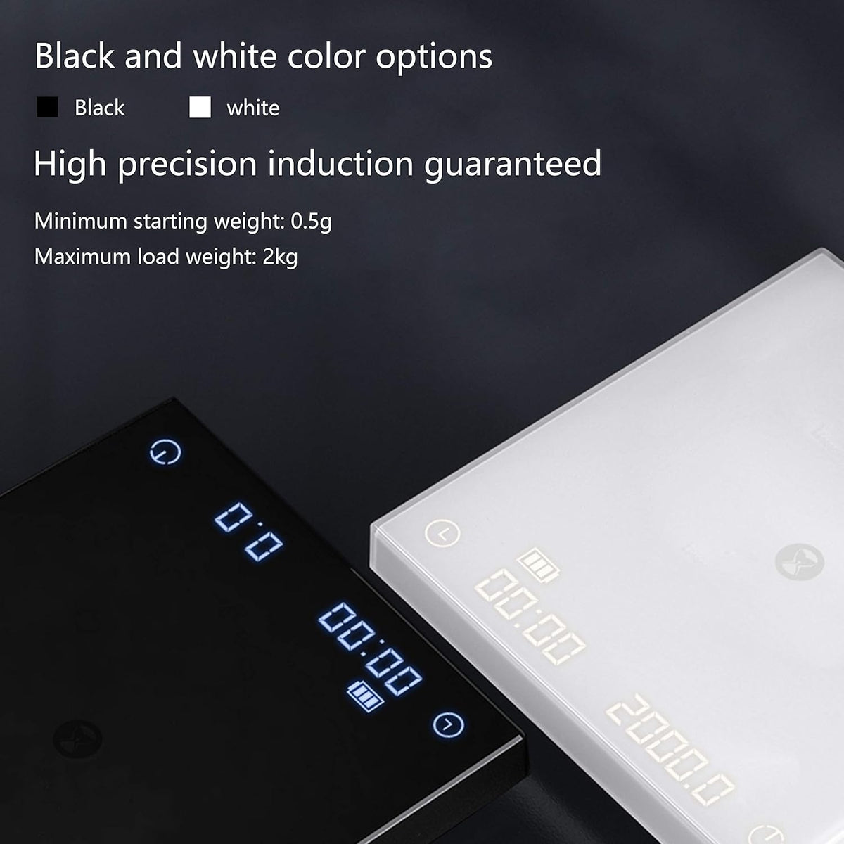 Black 2kg 0.1g Digital Coffee Scale with Timer Pack of 2 Y897281
