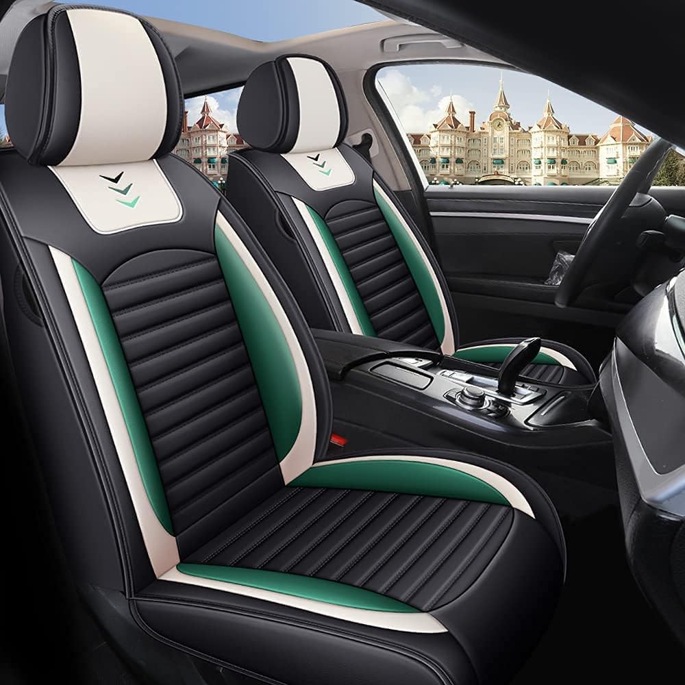Black-Pink PU Leather Car Seat Cover 5-Seats M931377