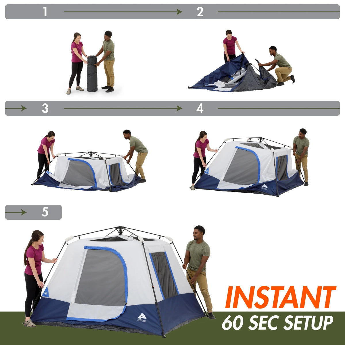 4-Person Instant Cabin Tent with LED Lighted Hub V8351