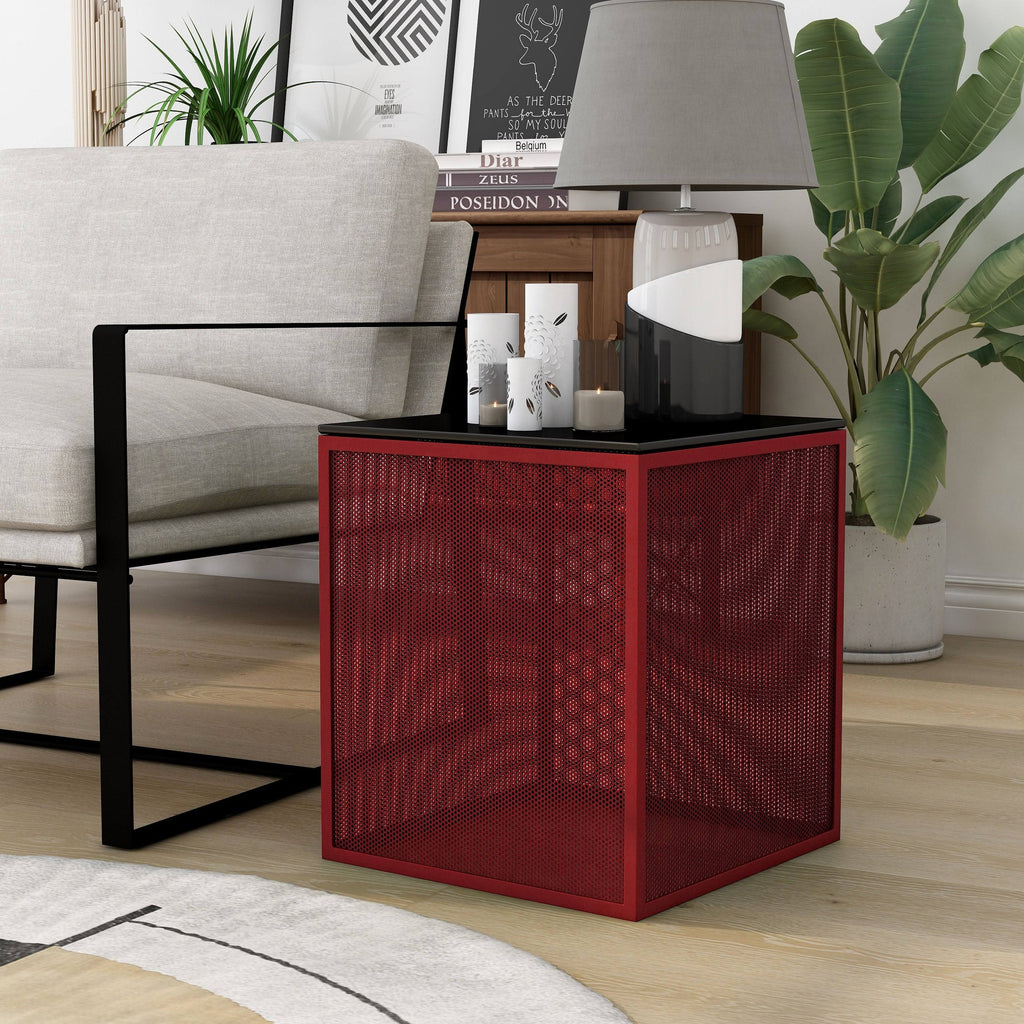 White Glass Top Side Table D51442