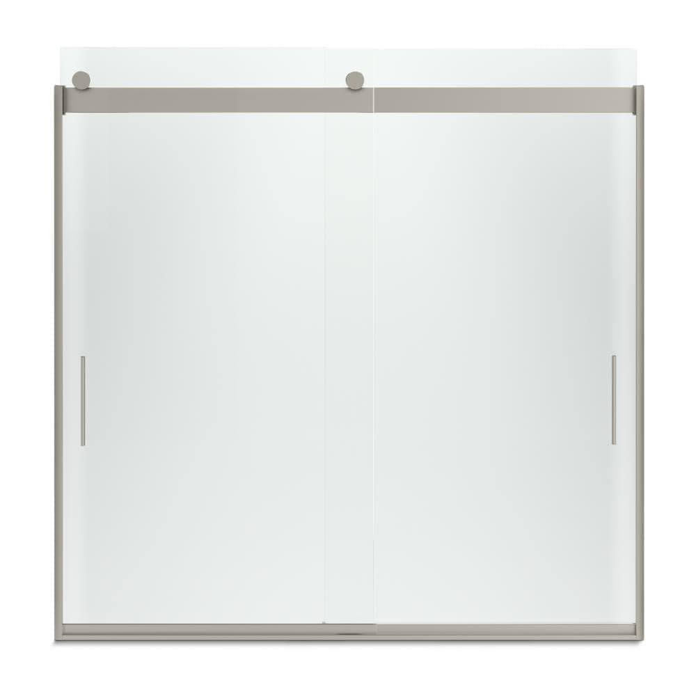 Frameless Sliding Bath Door with Frosted Glass, Matte Nickel J51131