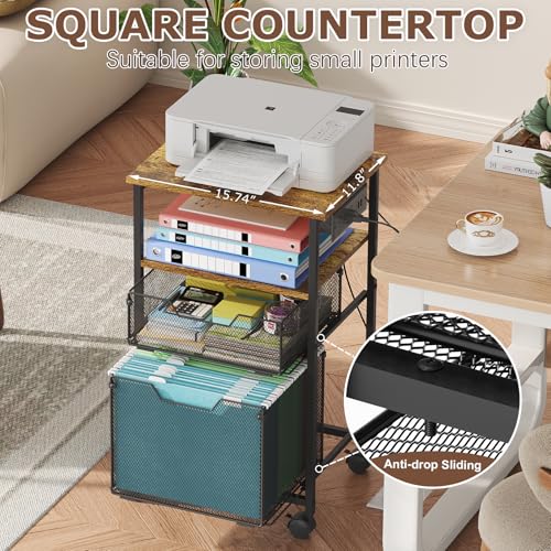 4-Tier Rolling File Cart with 2 Drawer K1000