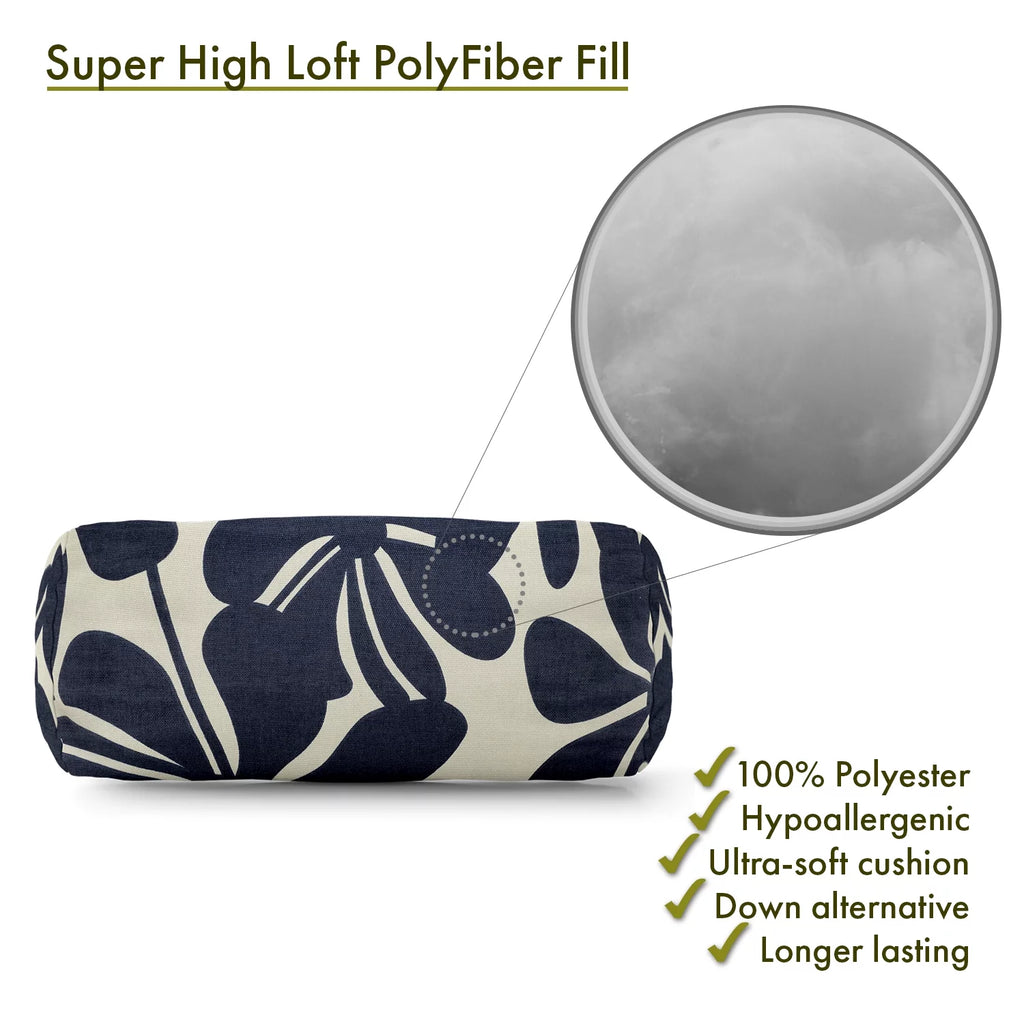 Navy Round Bolster Decorative Throw Pillow M179