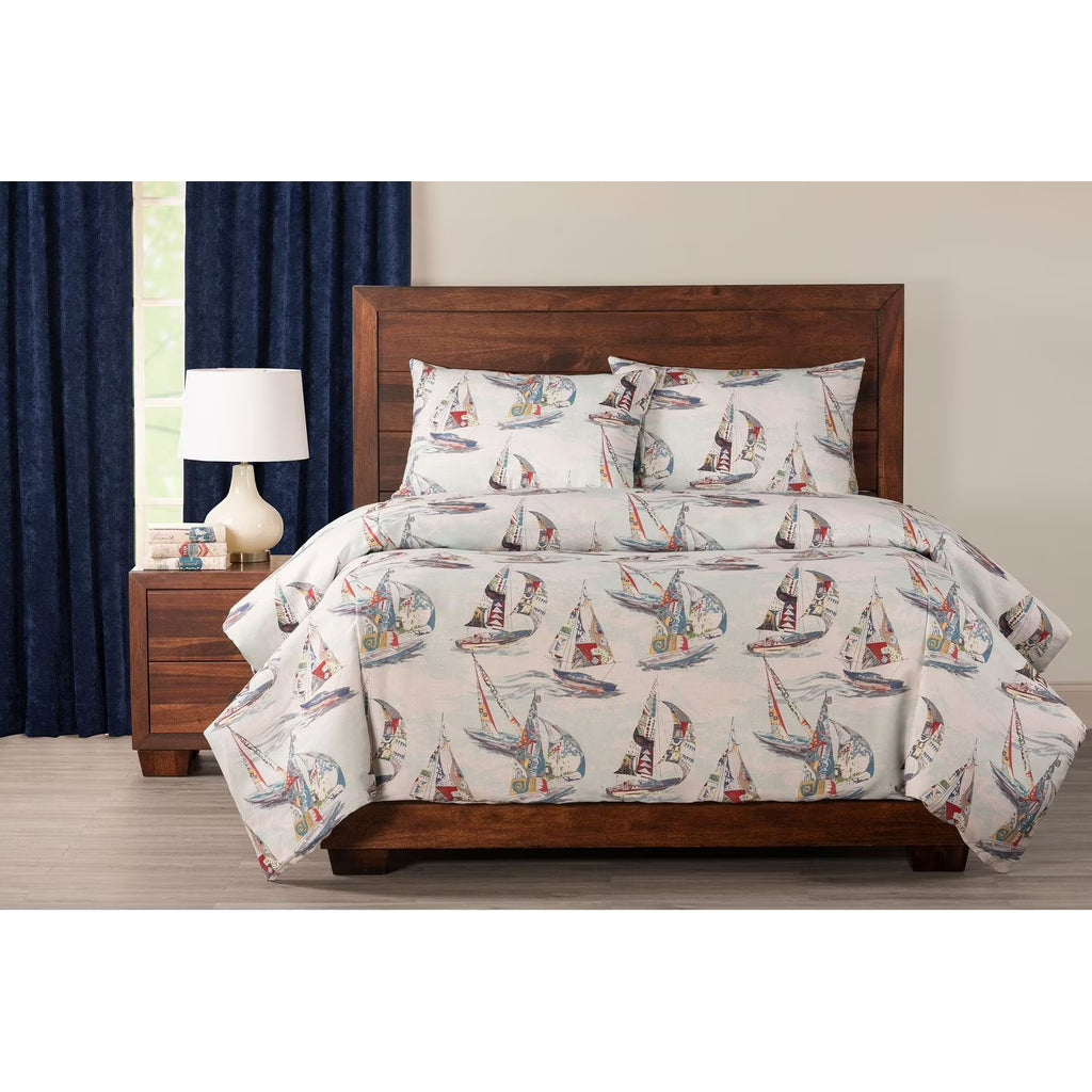 Sailboat Nautical Print Duvet Set California King 3 Piece Q847