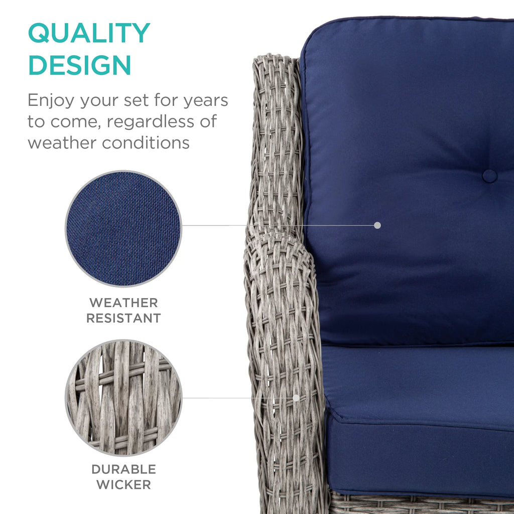 3-Piece Wicker Bistro Set with 2 Swivel Rocking Chairs X659436
