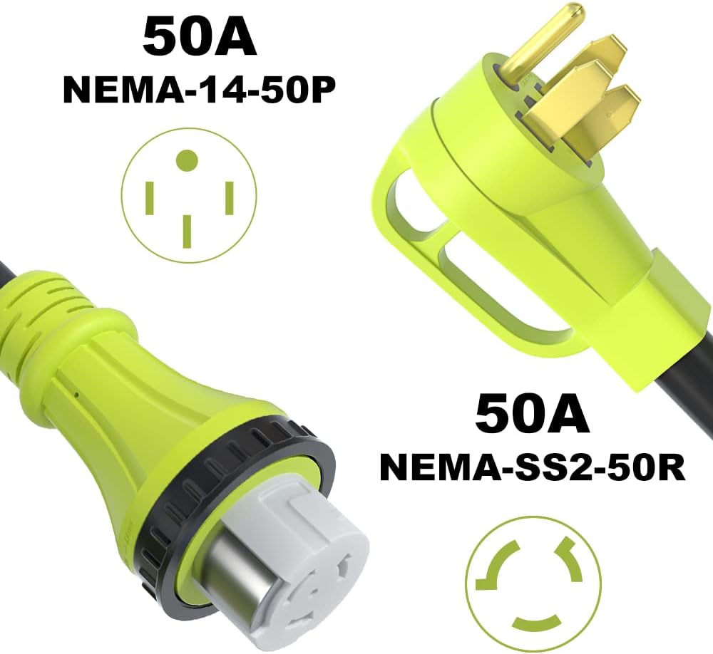 50 FT NEMA 14-50P to SS2-50R STW 6/3 + 8/1 Twist Lock Power Extension Cord A813476