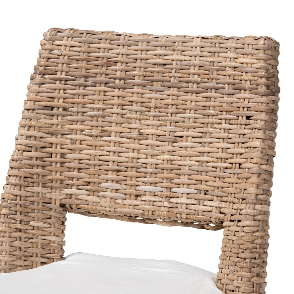 Grey Natural Rattan Metal Dining Chair 2-Piece Set J3990