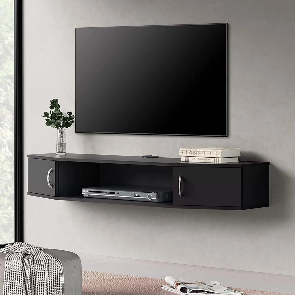 Floating TV Stand with LED Lights and Storage Cabinets G67148