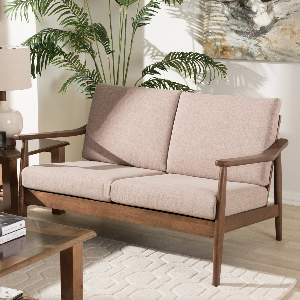 Light Brown Wood 2-Seater Loveseat M717
