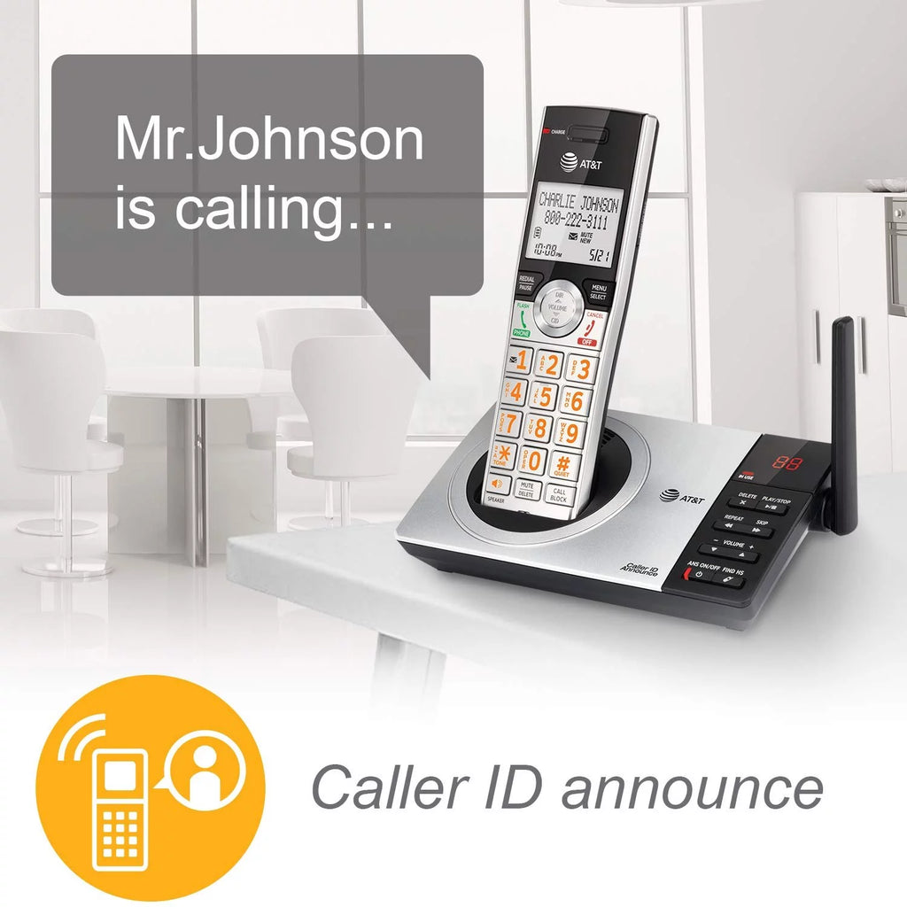 Silver/Black DECT 6.0 Expandable Answering System with 4 Handsets Q72809