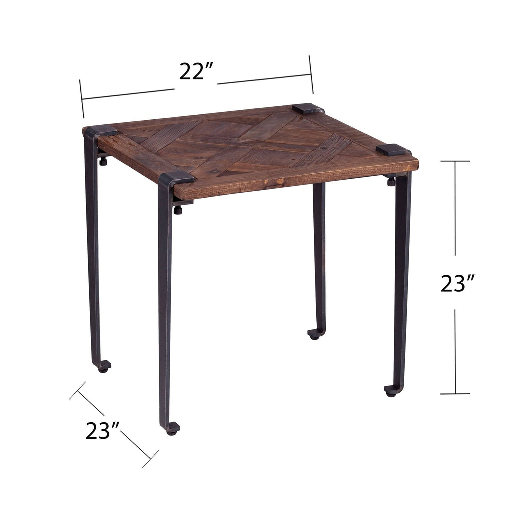Square Metal and Reclaimed Wood End Table V7071