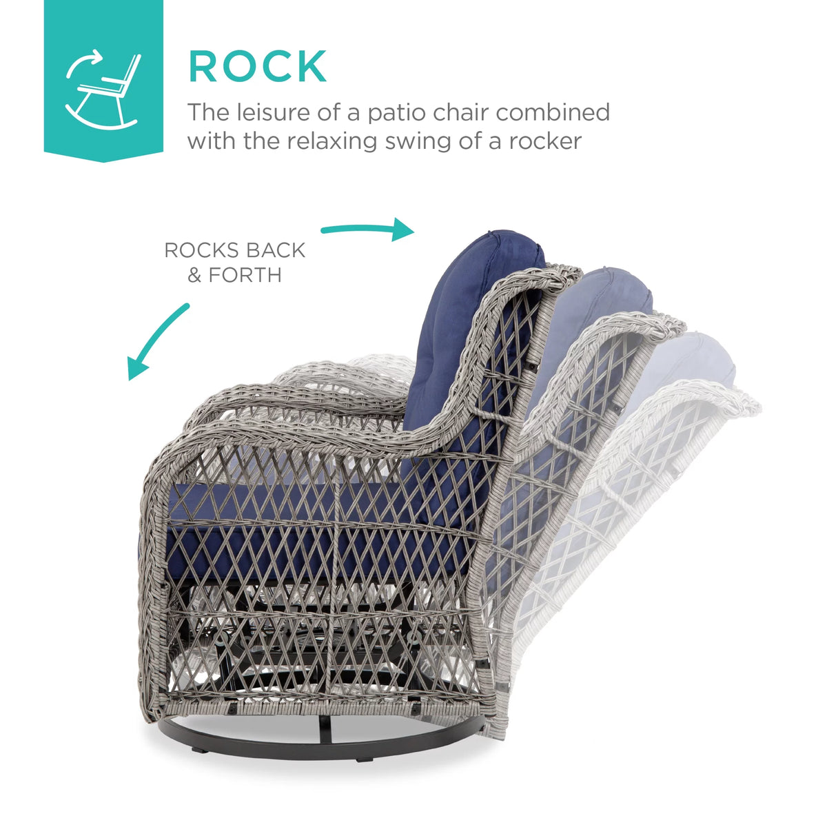 3-Piece Wicker Bistro Set with 2 Swivel Rocking Chairs X659436