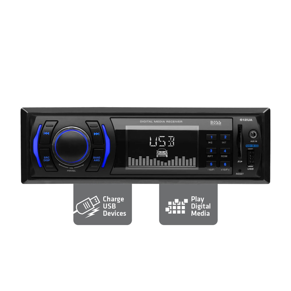 Single Din Mechless Car Audio Stereo Receiver with USB Aux Input AM/FM Radio Z594