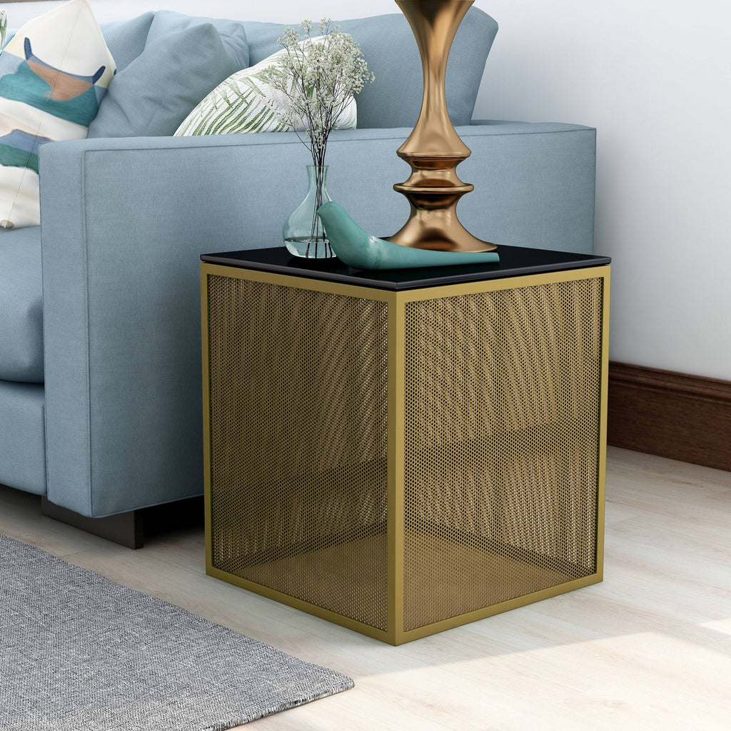 White Glass Top Side Table D51442