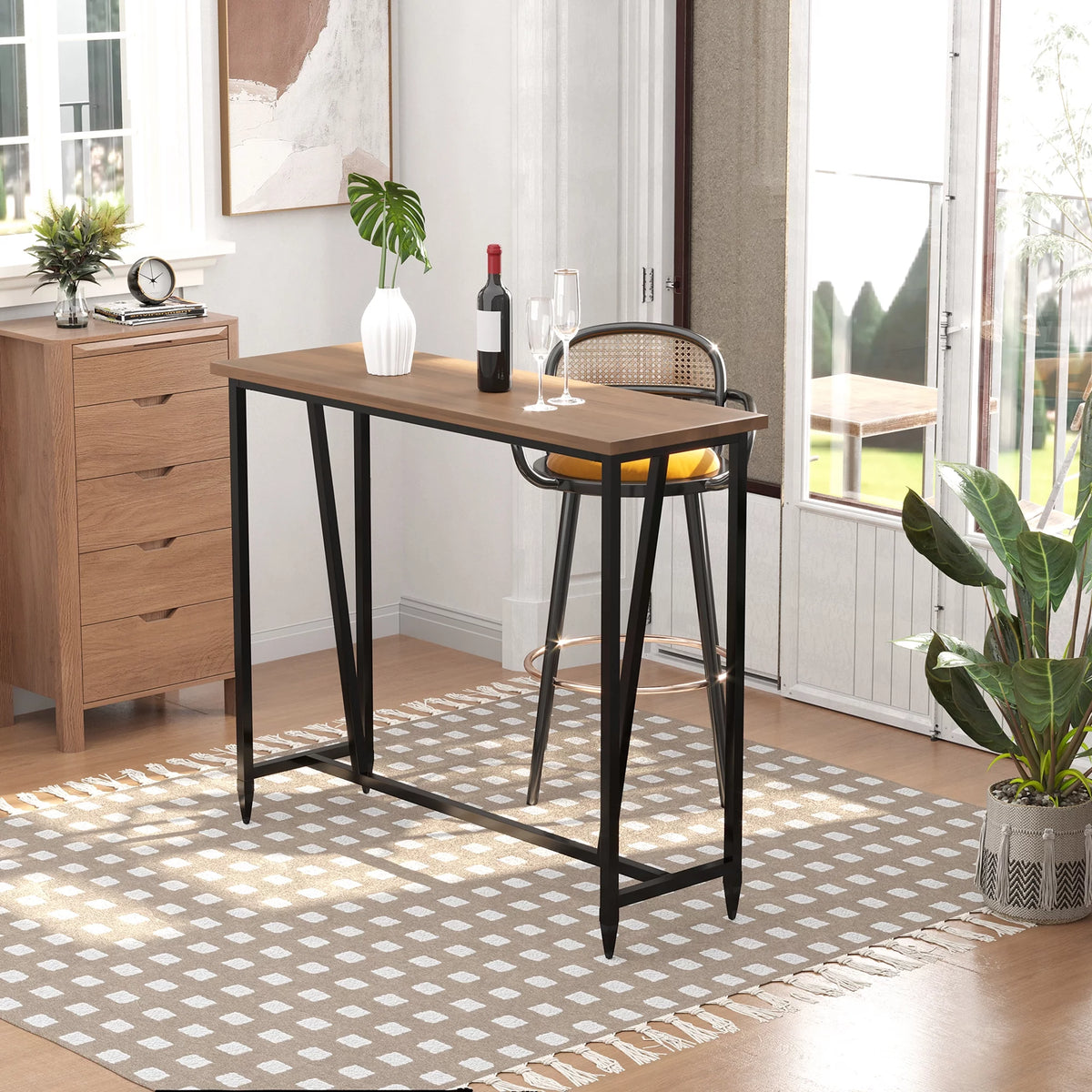 Rustic Industrial Bar Table with Metal Legs S3630