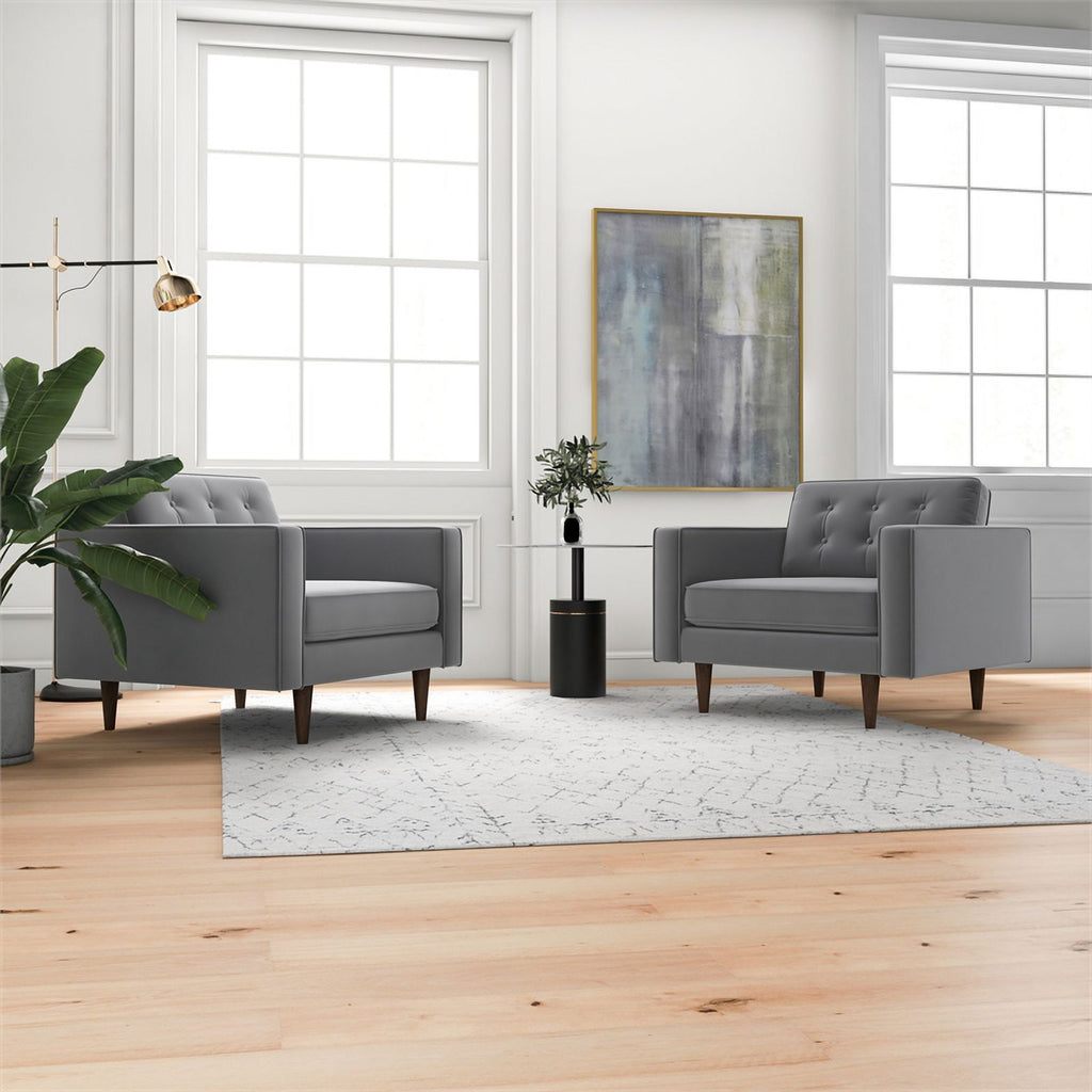 Gray Velvet Lounge Chair (Set of 2) M688